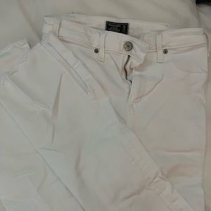Abercrombie & Fitch White High Rise Ankle Flare jeans